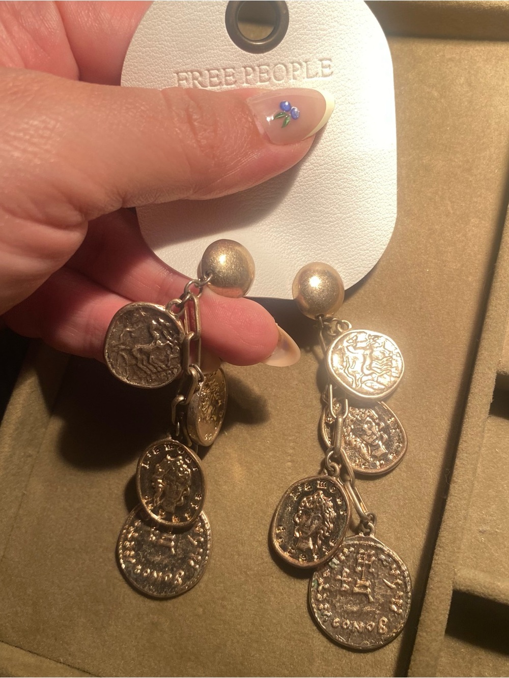 Free People Gold Coin Drop Earrings